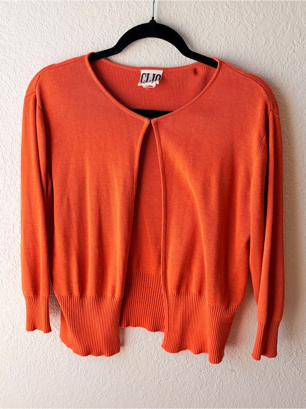 CLIO Orange Women's Lightweight silk Cardigan Sweater L open front sophisticated